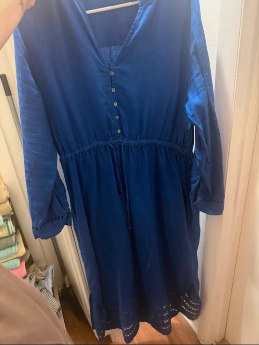 Tahari Blue Linen maxi dress